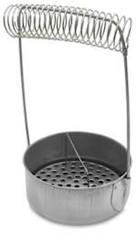 Aluminum Brush Washer - Angled view showing coiled brush holder and removable screen