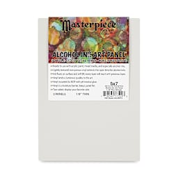 Masterpiece Alcohol Ink Art Panels - Front of package of three 5" x 7" panels
