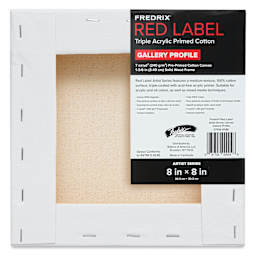 Fredrix Red Label Cotton Canvas - 8" x 8", Gallerywrap, back of packaging