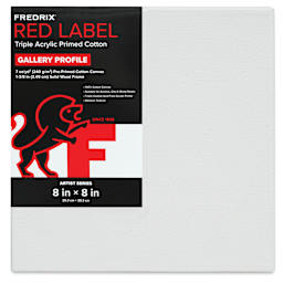 Fredrix Red Label Cotton Canvas - 8" x 8", Gallerywrap, front of packaging
