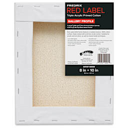 Fredrix Red Label Cotton Canvas - 8" x 10", Gallerywrap, back of packaging