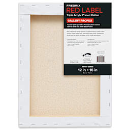 Fredrix Red Label Cotton Canvas - 12" x 16", Gallerywrap, back of packaging
