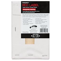 Fredrix Red Label Cotton Canvas - 4" x 6", 3/4" Profile, back of packaging