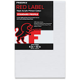 Fredrix Red Label Cotton Canvas - 4" x 6", 3/4" Profile, front of packaging