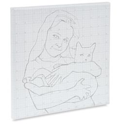 Artist Grid Canvas - Angled canvas with sketch of child holding cat