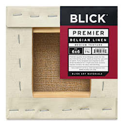 Blick Premier Belgian Linen - 6" x 6", Oil-Primed, 1-3/8" Profile, back with packaging