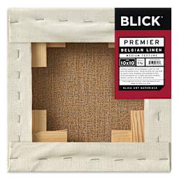 Blick Premier Belgian Linen - 10" x 10", Oil-Primed, 1-3/8" Profile, back with packaging