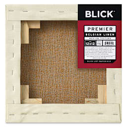Blick Premier Belgian Linen - 12" x 12", Oil-Primed, 1-3/8" Profile, back with packaging