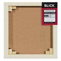 Blick Premier Belgian Linen - 16" x 16", Oil-Primed, 1-3/8" Profile, back with packaging