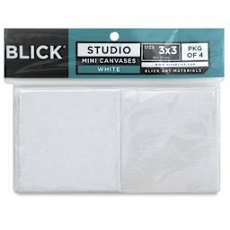 Blick Studio Mini Cotton Canvas - 3" x 3", White, Pkg of 4, in packaging