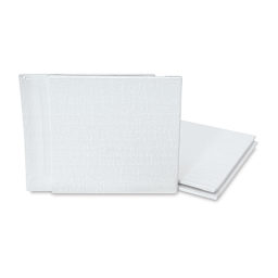 Blick Mini Canvas Panel - Four 4" x 4" White panels shown stacked and upright