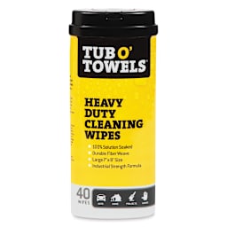 Tub O' Towels - Front of 40 pc cylinder of cleaning wipes shown