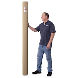 Blick Unprimed Belgian Linen Canvas - Type 144, 84" x 25 yds, Rolled, man holding canvas