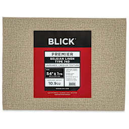 Blick Unprimed Belgian Linen Canvas - Type 74D, 54" x 1 yd, Folded, close-up of label