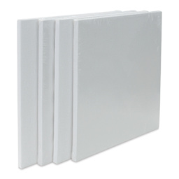 Strathmore 300 Series Slim Frame Stretched Cotton Canvas Pack - 12" x 12", Pkg of 4, front of canvas