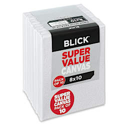 Blick Super Value Canvas Pack - 8'' x 10'', Pkg of 10 (side view of the canvases in the package)