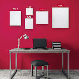 artPOP! Stretched Canvases (various sizes hung on a red wall)