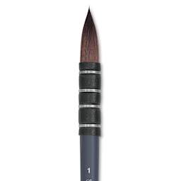 Winsor & Newton Professional Watercolor Synthetic Squirrel Brush - Quill, Short Handle, Size 1, close-up