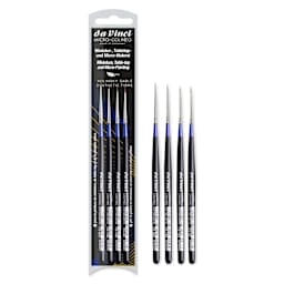 Da Vinci Micro Colineo Synthetic Kolinsky Sable Brushes - Set of 4, brushes in and out of packaging