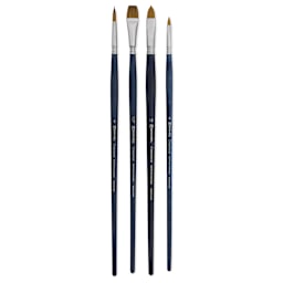 Escoda Chronos Synthetic Brushes - Series 8951, Set of 4, Long Handle, laid out