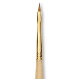 Silver Brush Silver Kolinsky Red Sable Brush - Short Handle, Pointed Filbert, Size 2/0, close-up