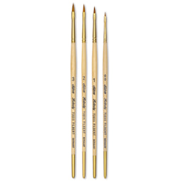Silver Brush Silver Kolinsky Red Sable Brushes, four Filbert brushes spread out