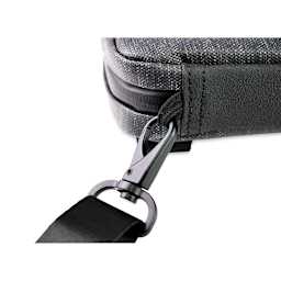 Etchr Slate Satchel (close-up of clasp holding strap)