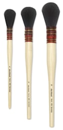Da Vinci Black Goat Quill Mop - 3 sizes of Mop brushes shown upright

