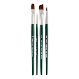 Silver Brush Ruby Satin Synthetic Brushes - Basics, Set of 4, Short Handle