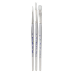 Silverwhite Soft Synthetic Brushes - Short handled Set of 3 Basic Watercolor brushes upright