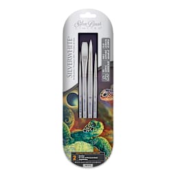 Silverwhite Soft Synthetic Brushes - Front of package of 4 pc Detail set