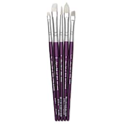 Silver Brush Silver Silk 88 Synthetic Brushes - Short Handle, Set of 5, brushes out of packaging