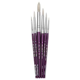Silver Brush Silver Silk 88 Synthetic Brushes - Short Handle, Round, Set of 6, brushes laid out