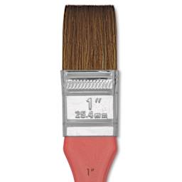 Dynasty Water Lily Watercolor Brush - Short Handle, Flat Wash, Size 1", close-up
