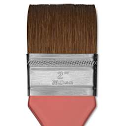 Dynasty Water Lily Watercolor Brush - Short Handle, Flat Wash, Size 2", close-up