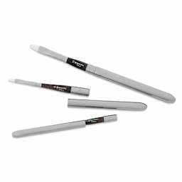 Escoda Perla Toray White Synthetic Travel Brushes - Set of 3, Bright, full length and travel adjustable