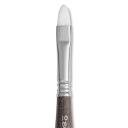 Escoda Perla Toray White Synthetic Travel Brush - Bright, Short Handle, Size 10, close-up