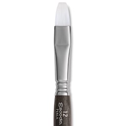 Escoda Perla Toray White Synthetic Travel Brush - Bright, Short Handle, Size 12, close-up