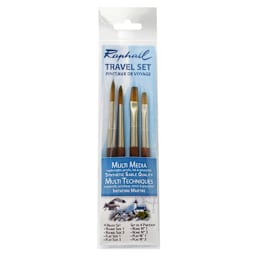 Raphaël Precision Mini Brushes - Set of 4, Short Handle, Travel Flat and Round