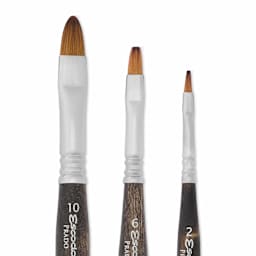 Escoda Prado Tame Synthetic Sable Travel Brushes - Set of 3, Bright, close up
