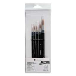 Yasutomo Fusion Synthetic Brushes - Round, Short Handle, Set of 5, front packaging
