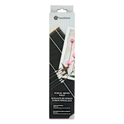 Yasutomo Fusion Synthetic Brushes - Round, Short Handle, Set of 5 with Wrap, front of the packaging