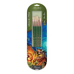 Silver Brush Grand Prix Brush Set - Front of package of Set of 5 Oil/Acrylic Brushes