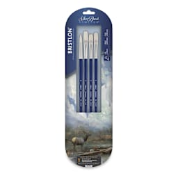 Silver Brush Bristlon Synthetic Bristle Brushes - Versatile Variety, Long Handle, Set of 4, front of pack