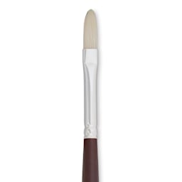 Silver Brush Silverstone Premium White Hog Bristle Brush - Filbert, Long Handle, Size 1 close up
