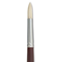 Silver Brush Silverstone Premium White Hog Bristle Brush - Round, Long Handle, Size 6 close up