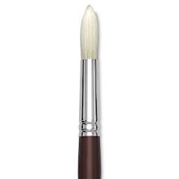 Silver Brush Silverstone Premium White Hog Bristle Brush - Round, Long Handle, Size 12 close up