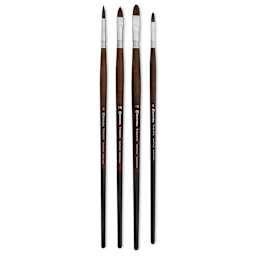 Escoda Versatil Synthetic Brushes - Series 8953, Set of 4, Long Handle, laid out