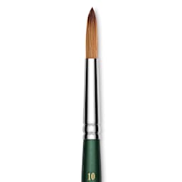 Utrecht Series 6150 Synthetic Golden Taklon Watercolor Brush - Round, Size 10, Short Handle