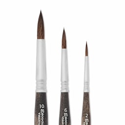 Escoda Versàtil Synthetic Kolinsky Travel Brushes - Set of 3, Round, close up